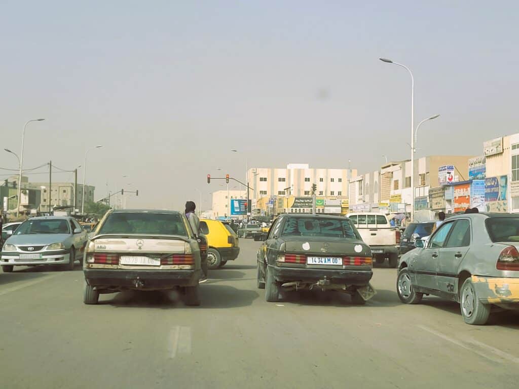Mauritania - driving on the busy main street of Nouakchott