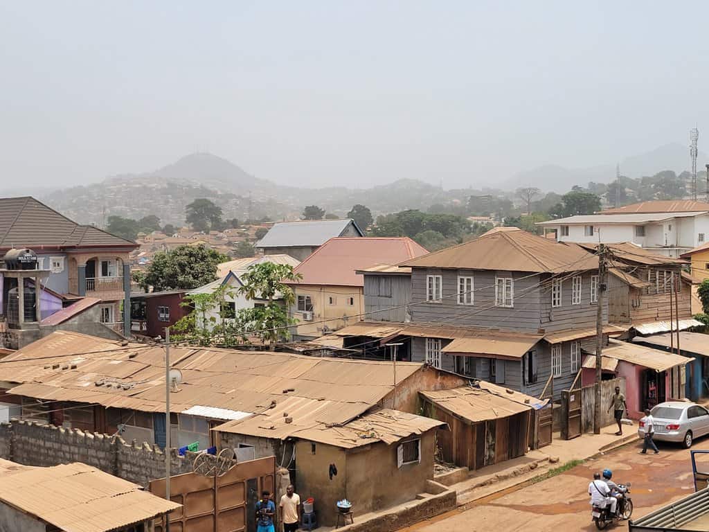 Sierra Leone - local houses in Wilberforce