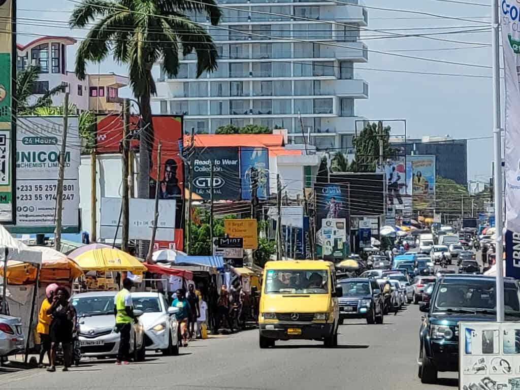 Accra - the busy main street in Osu area