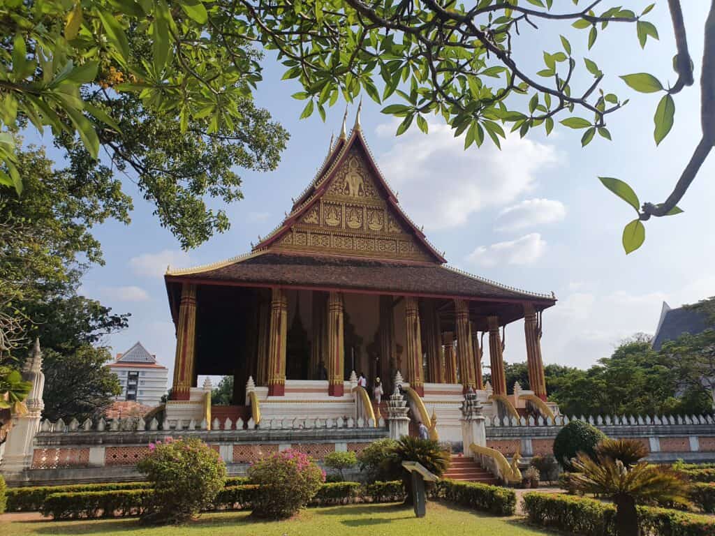 Laos - a beautiful Buddhist Wat in Vientiane 