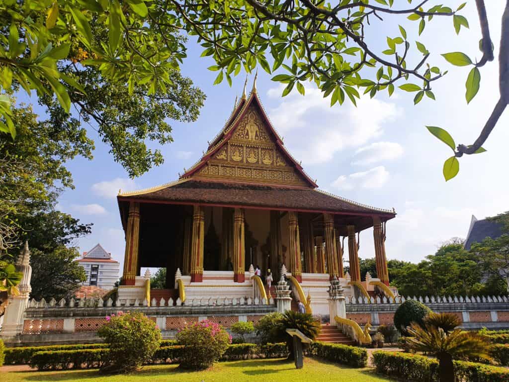 Laos - an ornate Buddhist wat in Vientiane